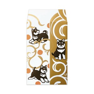 【ポチ袋】ROKKAKU 箔ぽち袋 動物吉祥 2枚入り 柴犬 いぬ