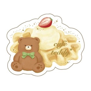 【ステッカー】ROKKAKU x cafe teddy ステッカー ワッフル