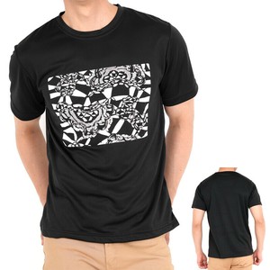半袖Tシャツ ドライメッシュ 丸首 吸汗速乾 ブラック モノトーン 和柄 ヨーロピアン 得30枚セット