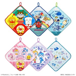 【26SS】【アンパンマン】ループ付きハンドタオル3枚セット　約27×27cm　マイクロファイバー