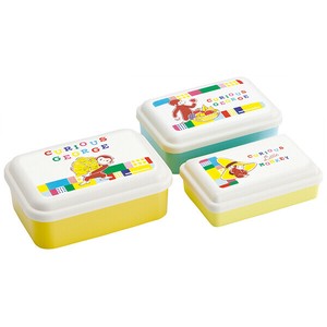 【公式】 入子式 ふわっとシール容器 3Pセット(長方形) 【おさるのジョージ ブロック】 スケーター