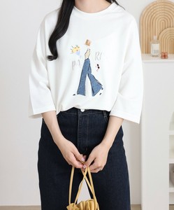 デニムGirl七分袖ワイドTシャツ