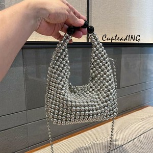 【新色追加】韓国ファッション ビーズ刺繍 手編みスクエアバッグ ボストン型 斜めがけ多機能