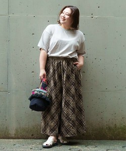 【2025秋冬新作】花刺繡 スカート風ワイドパンツ 大きいサイズ レディース
