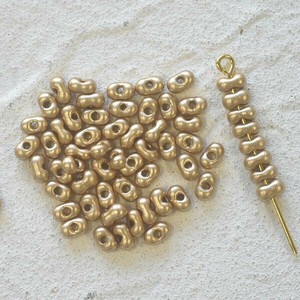 チェコビーズ ファルファーレ 40g アンティークゴールド シードビーズ 2×4mm ビーズ 手芸