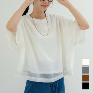 T-shirt Short Sleeve Sheer Cut-and-sew