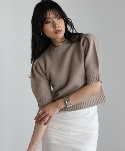 パフハーフスリーブエンクプレートニット