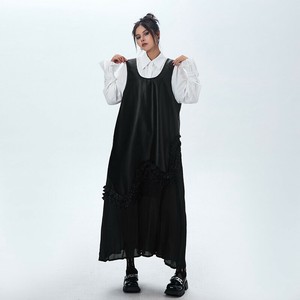 u28928トップス レディース シャツ Tシャツ ワンピース 二点セット レースアップリブ 2025夏秋新作