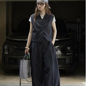 u28936トップス レディース ベスト ジレ スーツパンツ 二点セット ボトムス 韓国風  2025夏秋新作