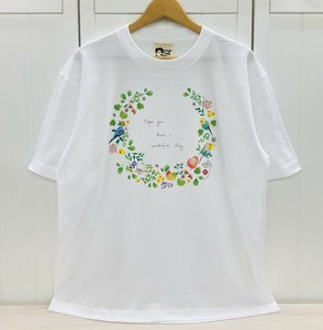 ビックTシャツ☆小鳥のリース（胸リースプリント）【鳥】