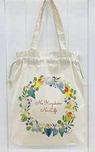 巾着トートバックM☆コザクラだけのリース【鳥】