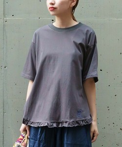 【2025春夏新作】呼吸冷感フリルPO 裾フリルスリット ワンポイント刺繍Tシャツ 持続冷感 吸水速乾 1号