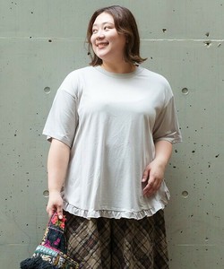 【2025春夏新作】呼吸冷感フリルPO 裾フリルスリット ワンポイント刺繍Tシャツ 持続冷感 吸水速乾 3号5号