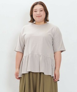 【2025春夏新作】ギャザーフリル半袖Tシャツ 持続冷感 吸水速乾 大きいサイズ レディース