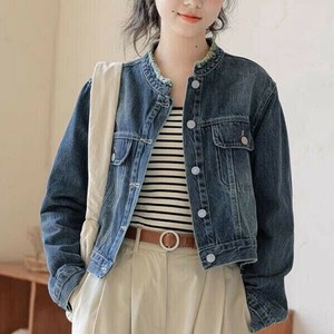 ダメージ加工シンプルデニムジャケット【再入荷】