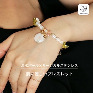 天然珍珠/月光石项链 不锈钢 天然石 手链 15cm