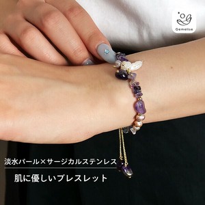 天然珍珠/月光石项链 不锈钢 天然石 手链 15cm