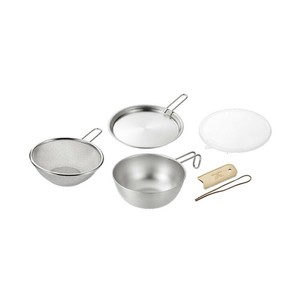 燕熟の技 シェラカップ・ボウル18cm&手付きザル・蓋トレー・シリコン蓋・レザーカバー付き EJSB-950