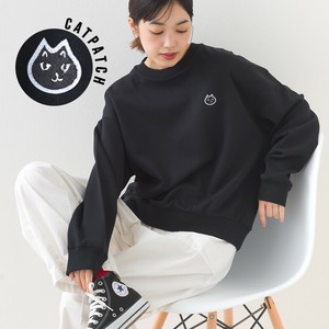 ダンボールニット クルーネックスウェット 長袖プルオーバー ねこちゃんワッペン 猫 CAT【2025年秋冬新作】