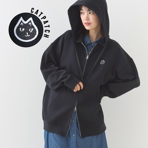 ダンボールニット スウェットジップフーディーパーカー 長袖 ねこちゃんワッペン 猫 CAT【2025年秋冬新作】