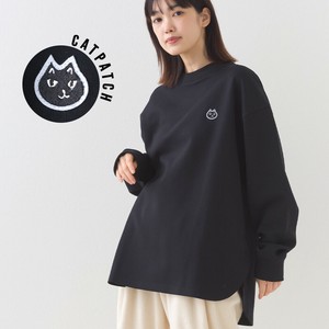 ダンボールニット ラウンドヘム長袖Tシャツ ねこちゃんワッペン 猫 CAT【2025年秋冬新作】