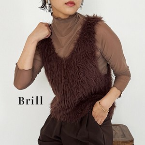 Vest/Gilet Crew Neck Ladies fashion Shaggy Front/Rear 2-way V-Neck