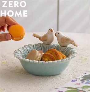 陶磁器ジュエリートレイ バードデザイン多用途スイーツ・果物プレート