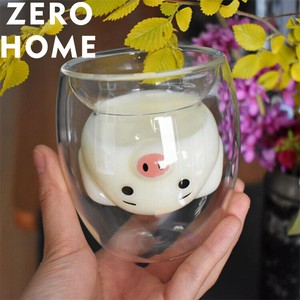 柴犬プリント 二重構造ガラスコップ おしゃれな水筒 朝食用ミルクカップ オフィス用ドリンクウェア