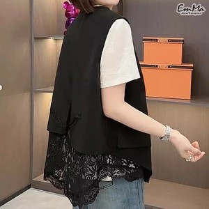 裾刺繍ベスト ブラック 上品 薄手 春 夏 秋 きれいめ 【2025SS】 ONA3074