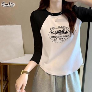 アメカジTシャツ ツートンカラー アルファベット 春 秋 【2025AW】ONA2148