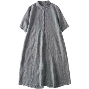 ワンピース 半袖 無地 チェック柄 夏 快適 ゆったり  レディース ファッション  MBQ3094