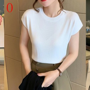 Tシャツ ラウンドネック  半袖  ニット  無地 快適 レディース  DYLA927
