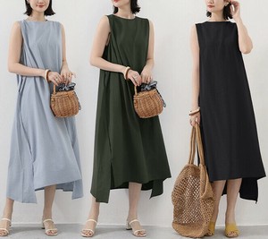 ワンピース ノースリーブ   無地 ゆったり 快適 レディース ファッション  DYLA929