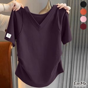 半袖Tシャツ 袖タグ シンプル コットン Vネック 夏  【2025AW】ONA2144