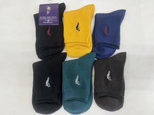 婦人綿混刺繍いりカラーリブソックス1P