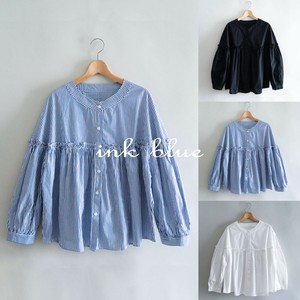 ガーリーなギャザー切替コットンTシャツ・トップス【新作】