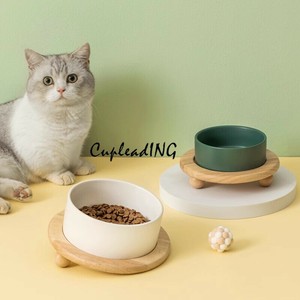 【定番商品】激安セール 猫フードボウル 榉木 シングルボウル 頚椎保護 ペットボウル ドッグフードボウル