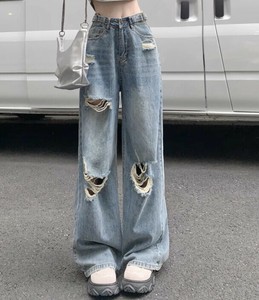 デニムパンツ   ワイドパンツ  無地 ゆったり  快適 レディース ファッション   MBQ3119