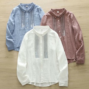 衬衫 刺绣 新商品 长袖 棉 纱布 衬衫
