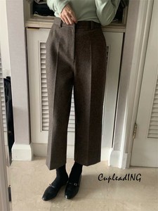 【定番商品】韓国ファッション ビンンテージ風気質通勤向けカジュアル九分丈スラックス