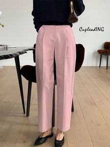 ◆◆大人気◆◆韓国ファッション ドレープ感のあるハイウエストパンツ ストレートスラックス シンプル通勤