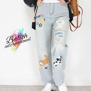 【2025年  新作  ボトムス】子猫子犬ふわもこアニマルデニムパンツ
