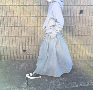 【handmade】Soft double gauze　Hickory stripe　Skirt  100Cotton