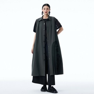 u28977ノースリーブ メッシュ スプライス ロング ワンピース レディース 2025秋新作