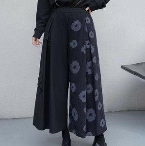 u28994レディース ボトムス ワイドパンツ 九分丈 プリント ハイウエスト カジュアル 韓国風 2025夏秋新作