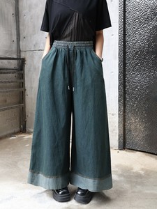 ワイドパンツ  フルレングスパンツ   九分丈  無地   ゆったり 快適   レディース  250345#  WXB558