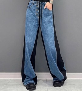 デニムパンツ  フルレングスパンツ  ワイドパンツ  ゆったり 快適 レディース  8963# WXB567