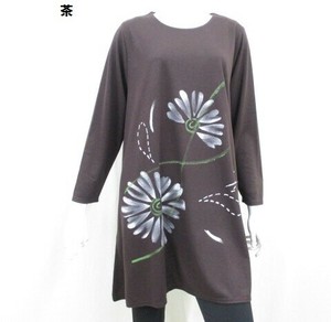 【秋物新商品】手描き花刺繍チュニックBIG