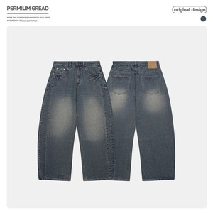 P22902 メンズ パンツ 2025秋新作 デニム ヴィンテージ ワイド ファッション 欧米風 ルーズ ストレート
