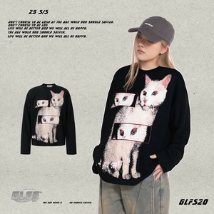 P22948 メンズ 2025秋冬新作 パーカー 猫 ルーズ カジュアル ファッション 字母 欧米風 カップル ユニーク